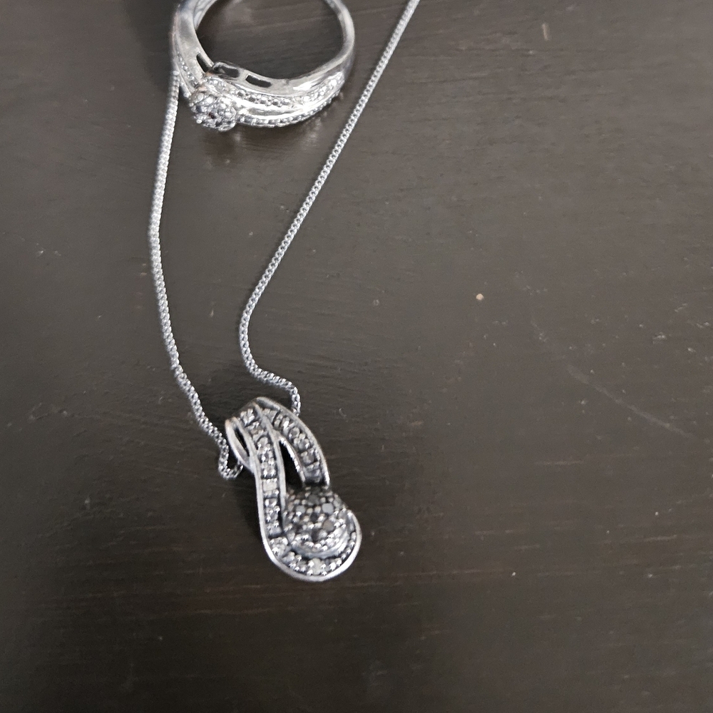 Black Diamond Ring And Necklace Set